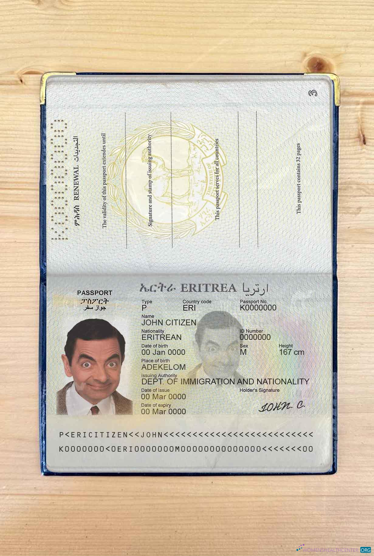 Download Eritrea passport photo look Photoshop template